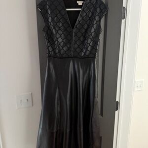 Shoshanna vegan leather v-neck midi dress size 4